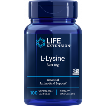 Life Extension L-Lysine (l-lyzín) aminokyselina 620 mg, 100 kapsúl